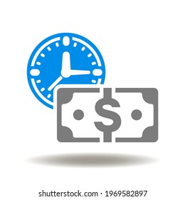 Annuity Symbol. Dollar Banknote With Clock Vector Illustration.