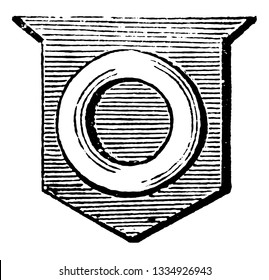 Annulet es un pequeño círculo que se carga en escudos de armas, dibujo vintage de líneas o ilustración de grabado.