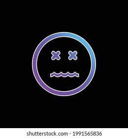 Icono de vector de gradiente azul del Emoticon cuadrado de la cara de los emoticonos anulados