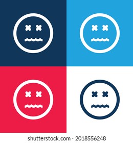 Annulled Emoticon Square Face blue and red four color minimal icon set