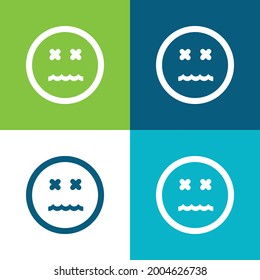 Annulled Emoticon Square Face Flat four color minimal icon set