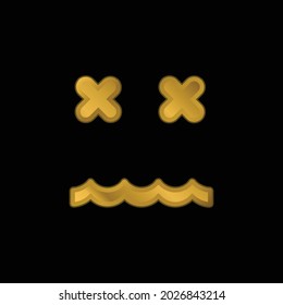 Annulled Emoticon Square Face gold plated metalic icon or logo vector