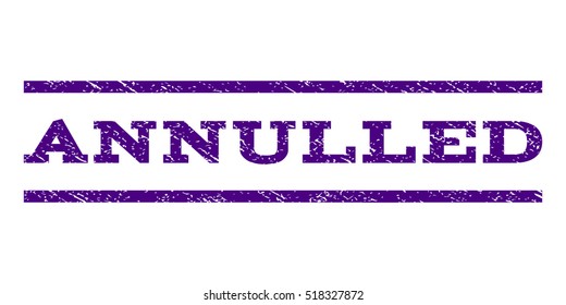 Annulled watermark stamp. Text tag between horizontal parallel lines with grunge design style. Rubber seal stamp with scratched texture. Vector indigo blue color ink imprint on a white background.