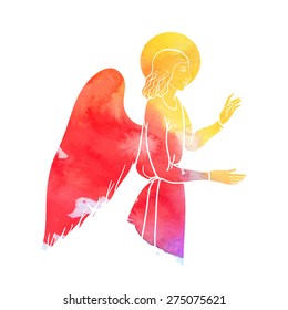 Annunciation angel on watercolor style, colofull