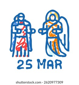 anunciação festa feriado católico ícone doodle esboço vetor. anunciação festa feriado católico sinal. símbolo isolado ilustração