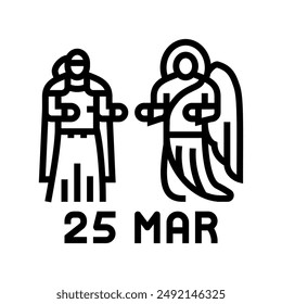 annunciation feast catholic holiday line icon vector. annunciation feast catholic holiday sign. isolated contour symbol black illustration
