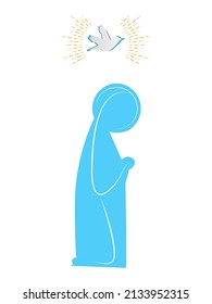 Annunciation Virgin Mary Image Prayer, Vector Art Illustration.