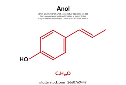 Anol, einfaches Phenol, Molekularstruktur Formel, geeignet für Bildung oder Chemie wissenschaftlichen Inhalt. Vektorgrafik