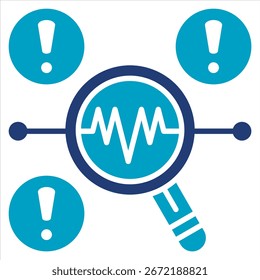 Ilustração de vetor de ícone azul plano de detecção de anomalias