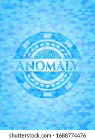 Emblema azul claro anomalemente realista. Fondo de mosaico