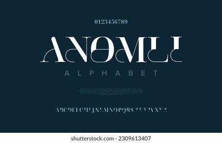 Anomli abstract digital technology logo font alphabet. Minimal modern urban fonts for logo, brand etc. Typography typeface uppercase lowercase and number. vector illustration