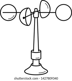Anomometer. Vector outline icon isolated on white background.
