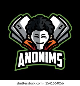 Anonims mascot gaming logo template