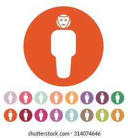 The anonym icon. Unknown and faceless, impersonal, featureless symbol. Flat Vector illustration. Button Set