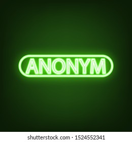Anonym, Unknown person sign. Green neon icon in the dark. Blurred lightening. Illustration.