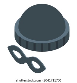 Anonymity hat mask icon isometric vector. Mystery man. Online character