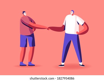 Anonymity, Hypocrisy and Identity Concept. Unrecognizable Anonymous Characters with Question Instead of Face Shaking Hands. Secret Agent, Espionage, Introduction. Cartoon People Vector Illustration