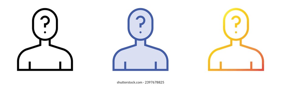 icono de anonimato. Diseño lineal, azul de relleno y degradado de estilo aislado en fondo blanco