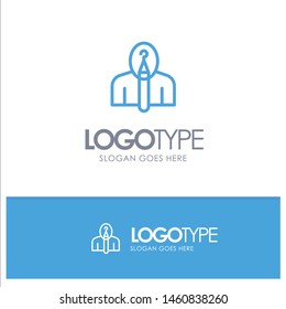 Anonymous, Artist, Author, Authorship, Creative Blue outLine Logo with place for tagline. Vector Icon Template background