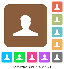 Anonymous avatar flat icons on rounded square vivid color backgrounds.
