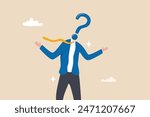 Anonymous businessman person, candidate or mention employee, who is this man, uncertainty, important person or unknown concept, anonymous businessman with question mark head unknown person.