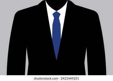 Anonymous character. Scammer. Vector portrait of a man in a business suit; front view. Work with people. Suitable for banner; postcard; sticker; social media post; poster. Avatar for chat. EPS10