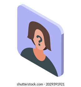 Anonyme weibliche Ikone isometrische Vektorgrafik. Die Leute Avatar. Benutzerperson