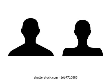 Anonymous female and male face avatar. Incognito man and woman head silhouette.