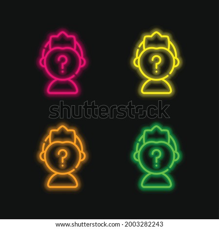 Anonymous four color glowing neon vector icon