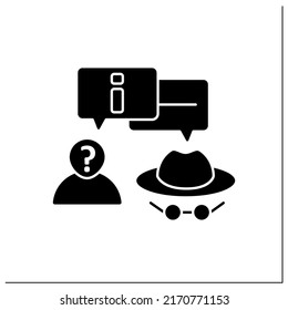 Anonymous glyph icon. Anonymous communication. Private chat. Interact around information anonymously.New media concept. Filled flat sign. Isolated silhouette vector illustration