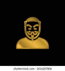 Anonymous gold plated metalic icon or logo vector