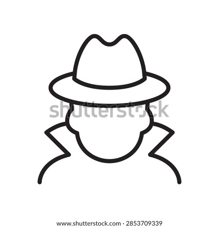 Anonymous hacker in coat and hat icon representing cyber espionage and spy threat.
