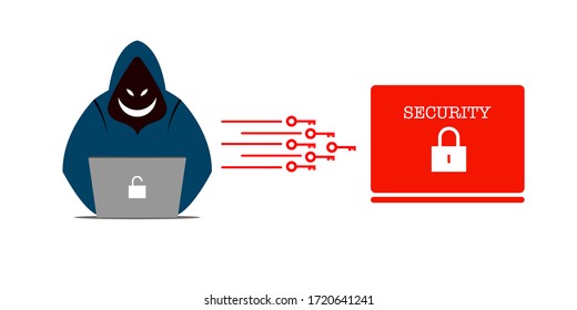Anonymous hacker tries to break security sending multiple access key illustration vector