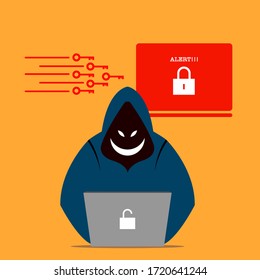 Anonymous hacker tries to break security sending multiple access key illustration vector