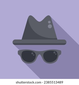 Anonymous hat and glasses icon flat vector. Hidden identity. Agent mask