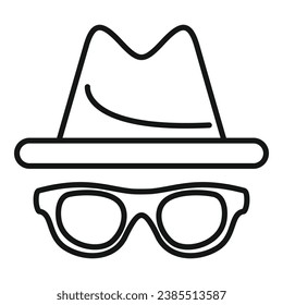 Anonymous hat and glasses icon outline vector. Hidden identity. Agent mask