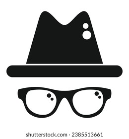 Anonymous hat and glasses icon simple vector. Hidden identity. Agent mask