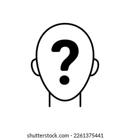 Anonymous, head with sign question, line icon. Who person concept, search suitable candidate, invisible man. Vector illustration