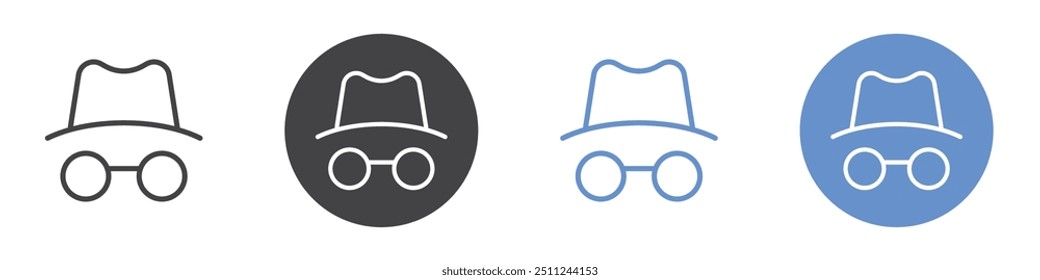 Anonymous icon Flat set in black and white color