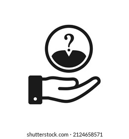 Anonymous icon on hand. Unknown person, who, candidate isolated on white background. Vector illustration