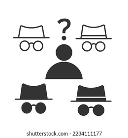 Anonymous icon. Secret person set line and background vector ilustration.
