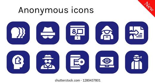  anonymous icon set. 10 filled anonymous icons. Simple modern icons about  - Heads, Hacker, Profile, Head, Invisible man, Spy