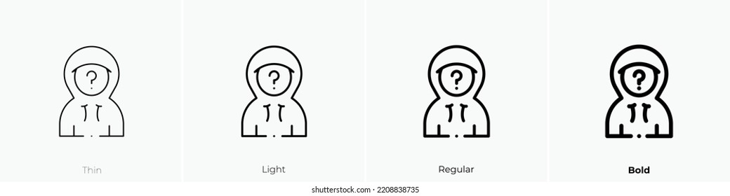 anonymous icon. Thin, Light Regular And Bold style design isolated on white background
