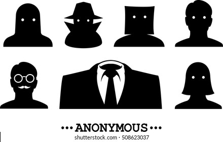 Anonymous icons. Collection of anonymous and strangers