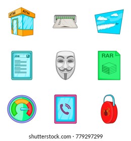 Anonymous icons set. Cartoon set of 9 anonymous vector icons for web isolated on white background