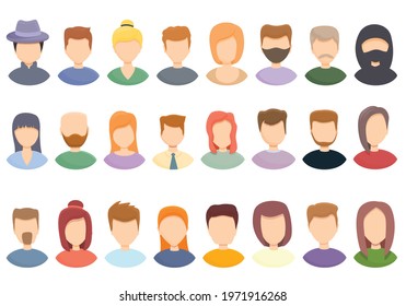 Anonymous icons set. Cartoon set of anonymous vector icons for web design