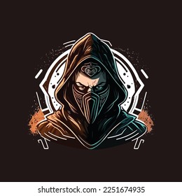 anonymous illustration, esports mascot design, gaming logo template