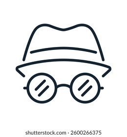 Anonymous and incognito concept outline icon