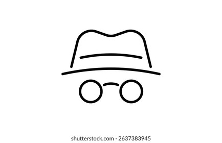 Anonymous and incognito editable outline icon isolated on transparent background. Anonymous and incognito icon, Anonymous and incognito png. vector illustration.	
