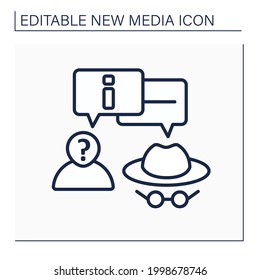 Anonymous line icon. Anonymous communication. Private chat. Interact around information anonymously.New media concept. Isolated vector illustration.Editable stroke